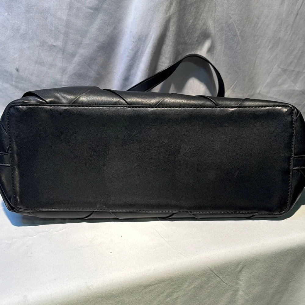 Steve Madden Black Quilted Tote with Metallic Accents